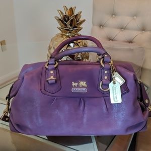Coach Sabrina Satchel Large Purple Leather